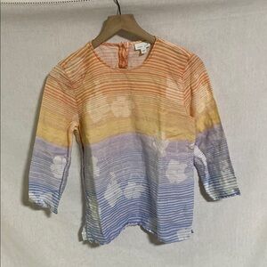 J. Jill Linen Multicolor Striped Hawaiian Tunic Good Condition